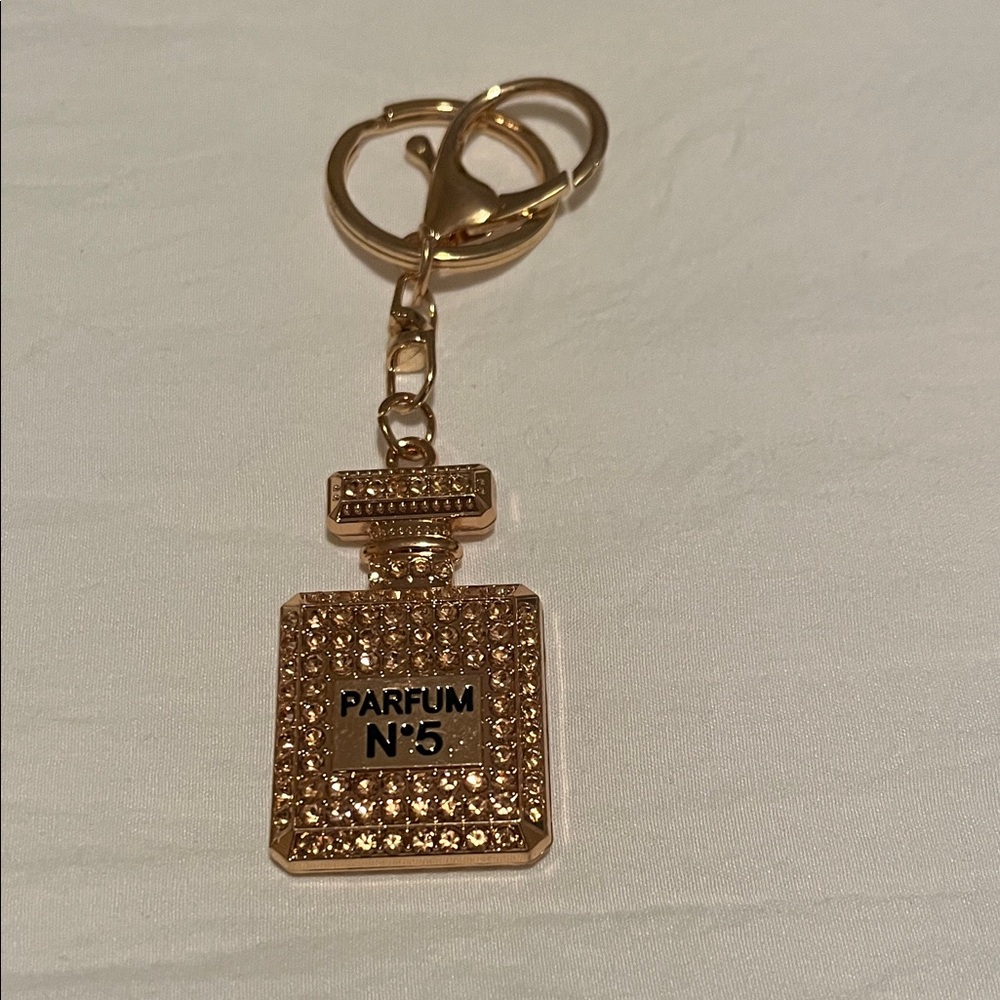 Gold Perfume Bottle Keychain